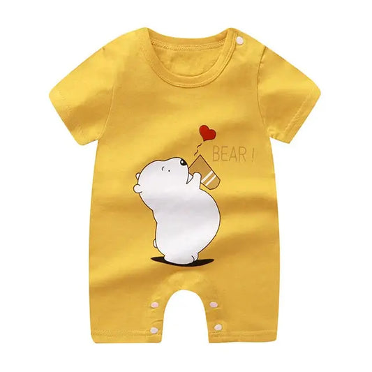 Barboteuse Jaune Ours Bébé Été