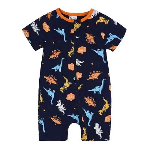Grenouillère Bébé Été Garçon Avec Motifs Dinosaures Multicolores