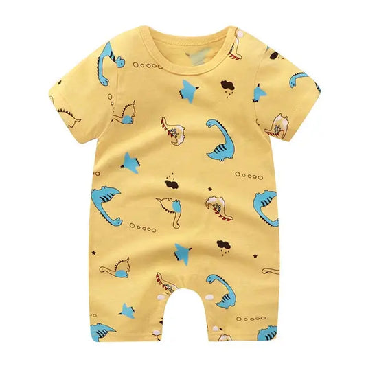 Grenouillère Bébé Jaune Été à Motif Dinosaures
