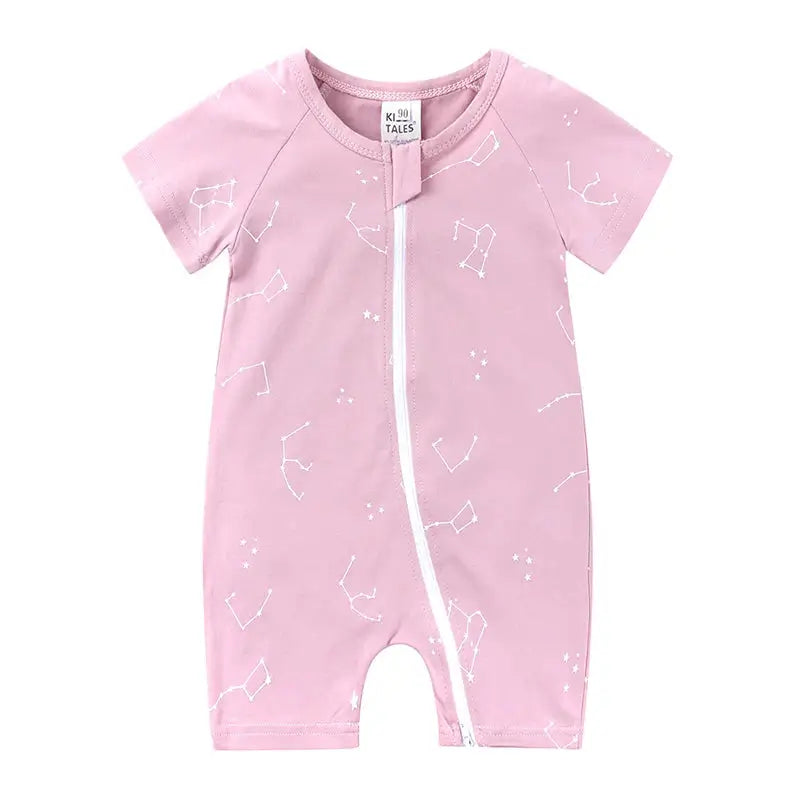 Grenouillère Rose En Velours Constellation Pour Bébé
