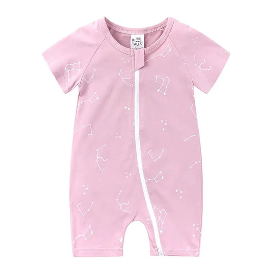 Grenouillère Rose En Velours Constellation Pour Bébé