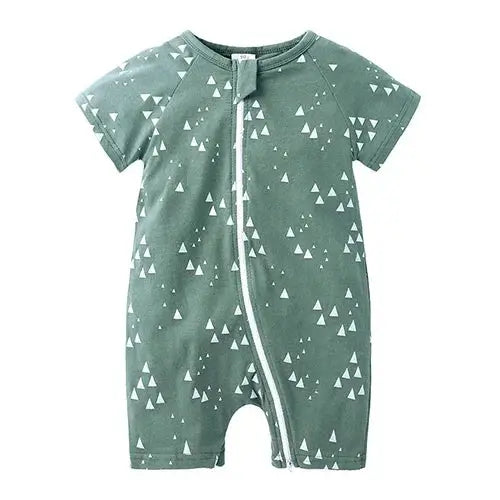 Grenouillère Verte avec Petits Motifs Triangle pour Bébé Garçon