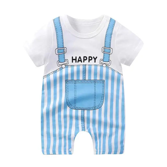 Pyjama Bébé Été à Motif Salopette Bleu Ciel