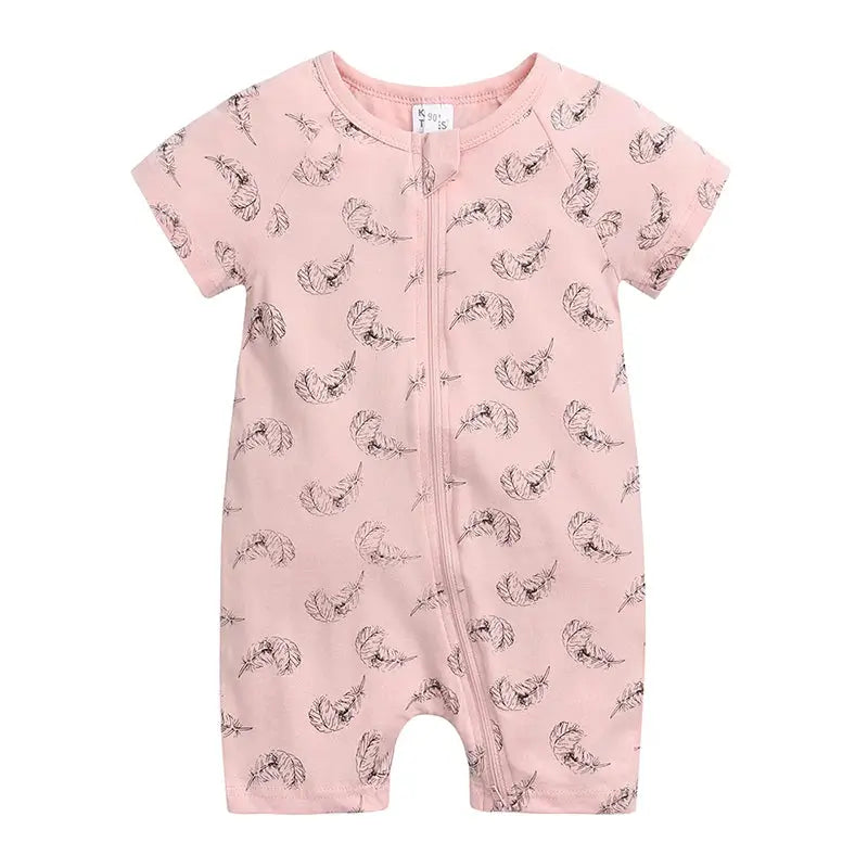 Pyjama Bébé Rose Pâle à Motifs Feuilles