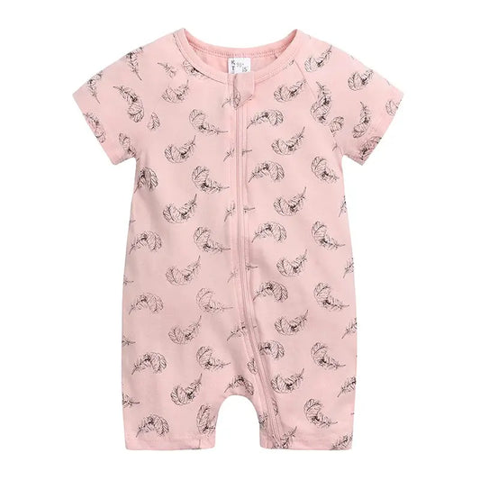 Pyjama Bébé Rose Pâle à Motifs Feuilles