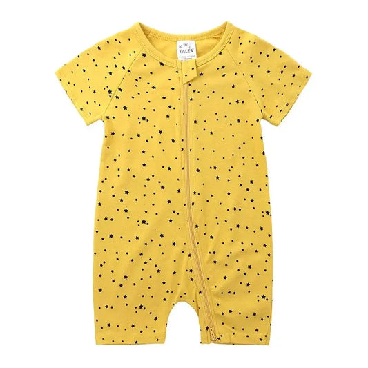 Pyjama Été Pour Nouveau Né Jaune à Motifs d'Étoiles