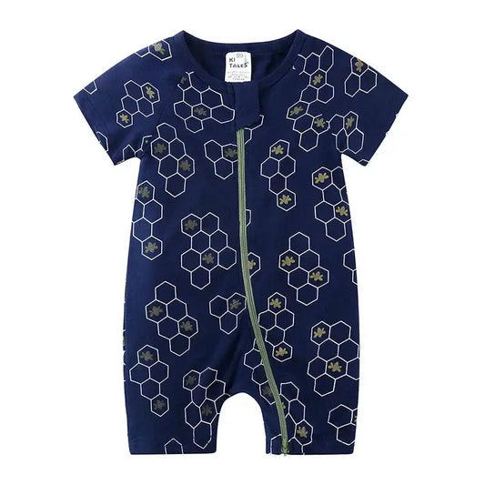 Pyjama Grenouillère Bébé Pour l'Été à Motifs Nid d'Abeille