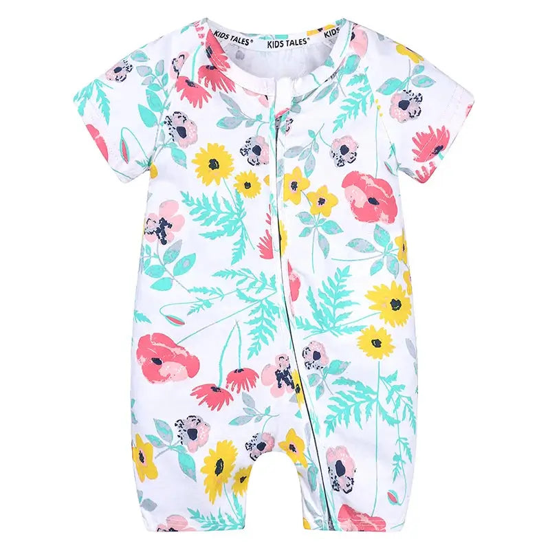 Pyjama à Fleurs d'Été en Velours Bébé