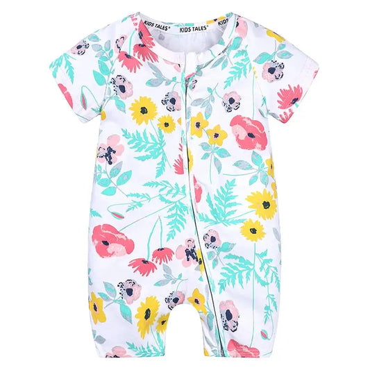 Pyjama à Fleurs d'Été en Velours Bébé
