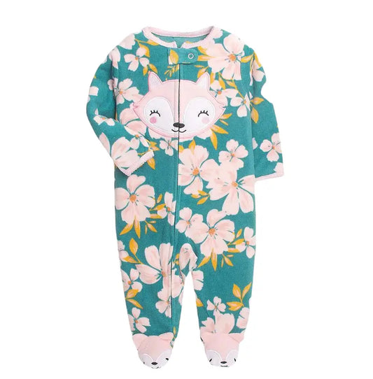 Pyjama polaire Bébé avec Motifs Floraux et Visage de Renard