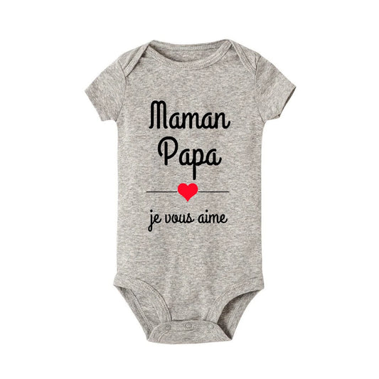 Body Bébé Gris Maman Papa Je Vous Aime