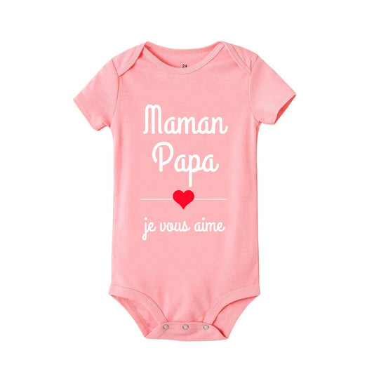 Body Bébé Maman Papa Je Vous Aime Rose