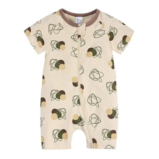 Grenouillère Bébé Beige avec Motifs Géométriques