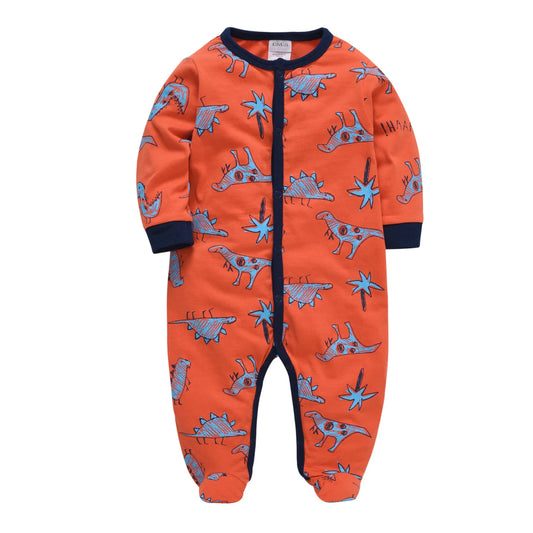 Grenouillère Bébé Dino Party Orange Vif