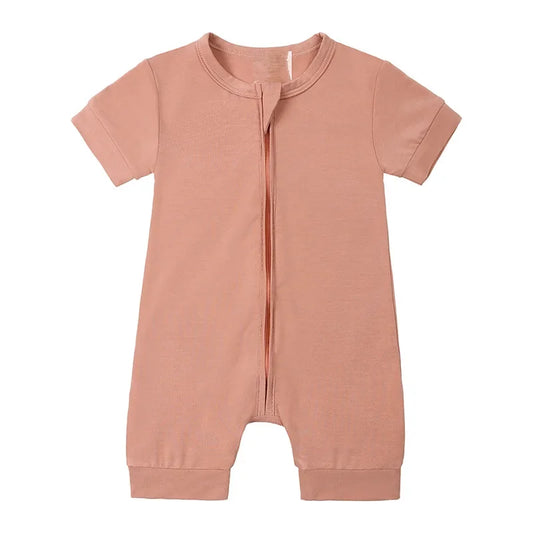 Grenouillère bébé corail manches courtes